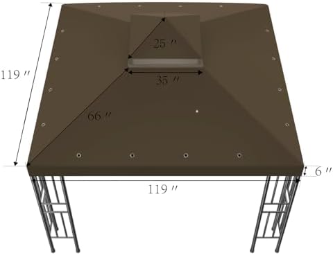 10x10 FT Gazebo Replacement Canopy Top Cover (Dark Brown) in 10x10 FT in Dark Brown, alternate view 3
