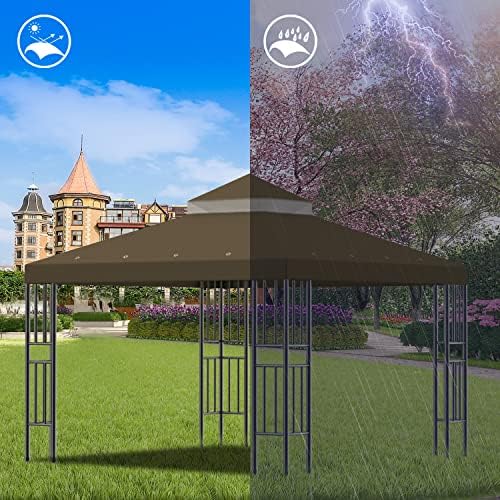 10x10 FT Gazebo Replacement Canopy Top Cover (Dark Brown) in 10x10 FT in Dark Brown, alternate view 4
