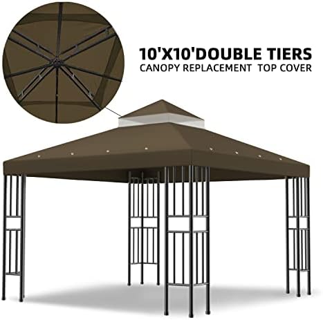 10x10 FT Gazebo Replacement Canopy Top Cover (Dark Brown) in 10x10 FT in Dark Brown, alternate view 5