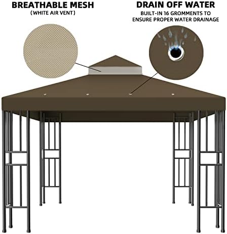10x10 FT Gazebo Replacement Canopy Top Cover (Dark Brown) in 10x10 FT in Dark Brown, alternate view 6