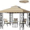 10x10 FT Gazebo Replacement Canopy Top Cover, Double Tiered Gazebo Cover in 10x10 FT