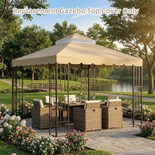 10x10 FT Gazebo Replacement Canopy Top Cover, Double Tiered Gazebo Cover in 10x10 FT, alternate view 2