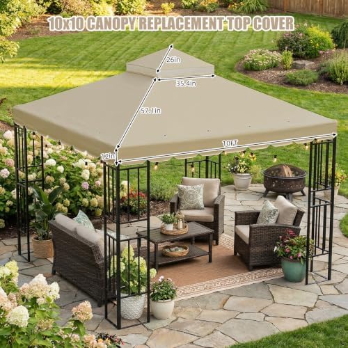 10x10 FT Gazebo Replacement Canopy Top Cover, Double Tiered Gazebo Cover in 10x10 FT, alternate view 3