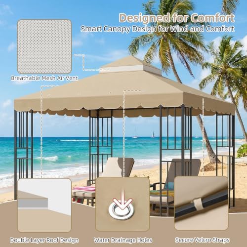 10x10 FT Gazebo Replacement Canopy Top Cover, Double Tiered Gazebo Cover in 10x10 FT, alternate view 4