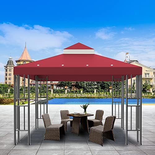 10x10 FT Gazebo Replacement Canopy Top Cover (Red) in 10x10 FT in Red, alternate view 2