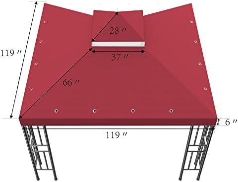 10x10 FT Gazebo Replacement Canopy Top Cover (Red) in 10x10 FT in Red, alternate view 3
