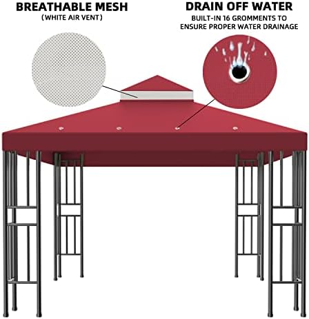 10x10 FT Gazebo Replacement Canopy Top Cover (Red) in 10x10 FT in Red, alternate view 4