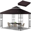 10x10 FT Gazebo Replacement Top, Canopy Replacement Cover Double Tiered for Outdoor BBQ Roof Cover Grill Shelter