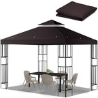 10x10 FT Gazebo Replacement Top, Canopy Replacement Cover Double Tiered for Outdoor BBQ Roof Cover Grill Shelter