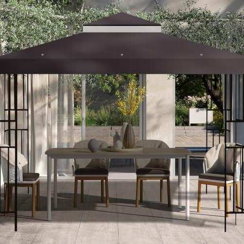 10x10 FT Gazebo Replacement Top, Canopy Replacement Cover Double Tiered for Outdoor BBQ Roof Cover Grill Shelter, alternate