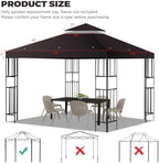 10x10 FT Gazebo Replacement Top, Canopy Replacement Cover Double Tiered for Outdoor BBQ Roof Cover Grill Shelter, alternate