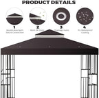 10x10 FT Gazebo Replacement Top, Canopy Replacement Cover Double Tiered for Outdoor BBQ Roof Cover Grill Shelter, alternate