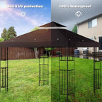 10x10 FT Gazebo Replacement Top, Canopy Replacement Cover Double Tiered for Outdoor BBQ Roof Cover Grill Shelter, alternate