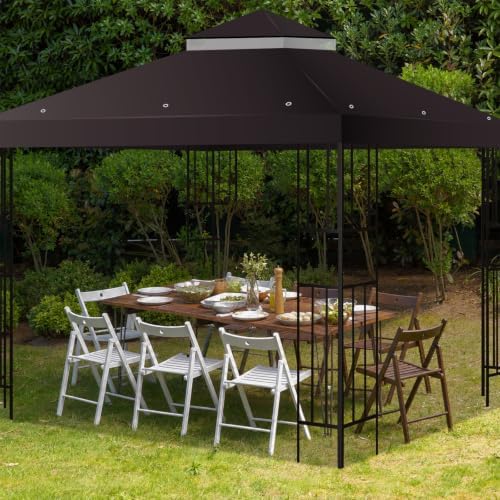 10x10 FT Gazebo Replacement Top, Canopy Replacement Cover Double Tiered for Outdoor BBQ Roof Cover Grill Shelter, alternate