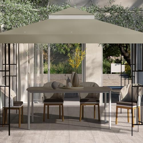 10x10 FT Gazebo Replacement Top, Canopy Replacement Cover Double Tiered for Outdoor BBQ Roof Cover Grill Shelter, alternate