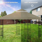 10x10 FT Gazebo Replacement Top, Canopy Replacement Cover Double Tiered for Outdoor BBQ Roof Cover Grill Shelter, alternate
