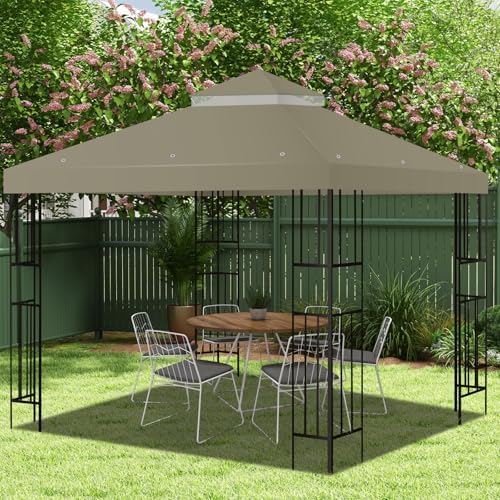 10x10 FT Gazebo Replacement Top, Canopy Replacement Cover Double Tiered for Outdoor BBQ Roof Cover Grill Shelter, alternate
