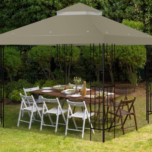 10x10 FT Gazebo Replacement Top, Canopy Replacement Cover Double Tiered for Outdoor BBQ Roof Cover Grill Shelter, alternate