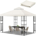 10x10 FT Gazebo Replacement Top, Canopy Replacement Cover Double Tiered for Outdoor BBQ Roof Cover Grill Shelter