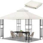 10x10 FT Gazebo Replacement Top, Canopy Replacement Cover Double Tiered for Outdoor BBQ Roof Cover Grill Shelter