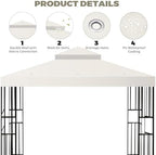 10x10 FT Gazebo Replacement Top, Canopy Replacement Cover Double Tiered for Outdoor BBQ Roof Cover Grill Shelter, alternate