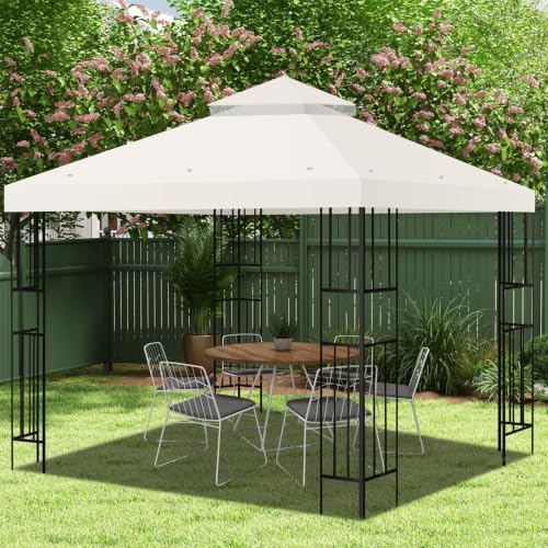 10x10 FT Gazebo Replacement Top, Canopy Replacement Cover Double Tiered for Outdoor BBQ Roof Cover Grill Shelter, alternate