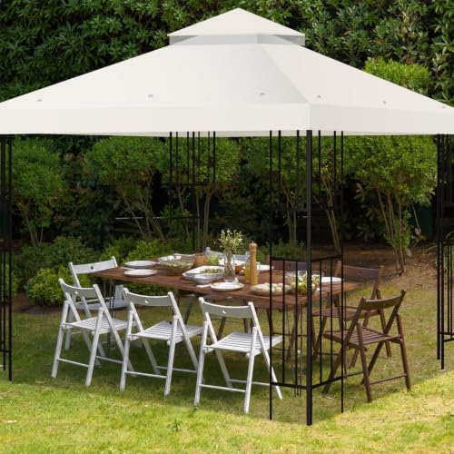 10x10 FT Gazebo Replacement Top, Canopy Replacement Cover Double Tiered for Outdoor BBQ Roof Cover Grill Shelter, alternate