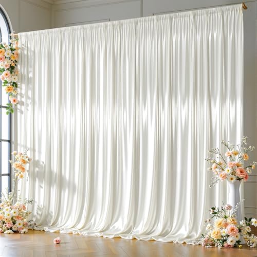10x10 ft Ivory Glitter Backdrop Curtain for Parties, Wrinkle Free Glitter Photo Backdrop Drapes 2 Panels 5x10FT