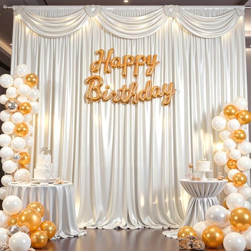 10x10 ft Ivory Glitter Backdrop Curtain for Parties, Wrinkle Free Glitter Photo Backdrop Drapes 2 Panels 5x10FT, alternate