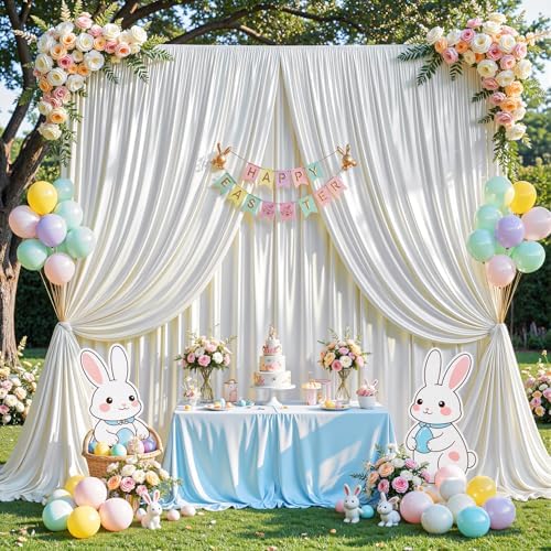 10x10 ft Ivory Glitter Backdrop Curtain for Parties, Wrinkle Free Glitter Photo Backdrop Drapes 2 Panels 5x10FT, alternate