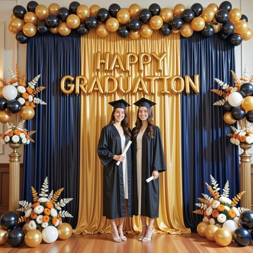 10x10 ft Navy Blue Glitter Backdrop Curtain for Parties, Wrinkle Free Glitter Photo Backdrop Drapes 2 Panels, alternate view