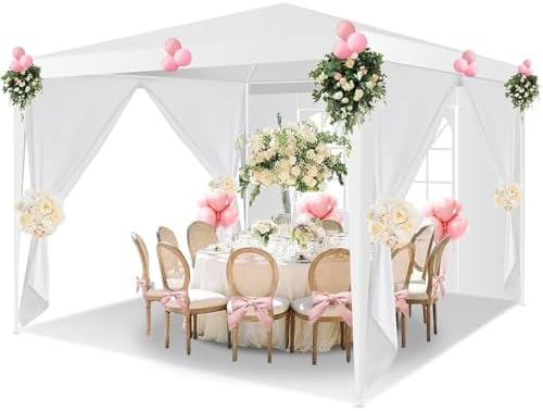 10x10 FT Party Tent, Outdoor Wedding Tents for Parties, Canopy Event Tent with 3 Removable Sidewalls, Waterproof