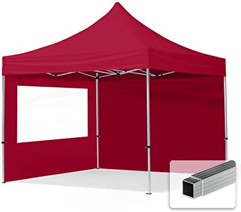10x10 ft PES 700 Economy Pop Up Canopy Tent, Aluminum, Red in 10x10 ft in Red