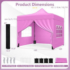 10x10 FT Pop Up Canopy, Outdoor Tent with 4 Removable Sidewalls, Carbon Steel Frame, 4 Sandbags, 8 Stake & 4, alternate view
