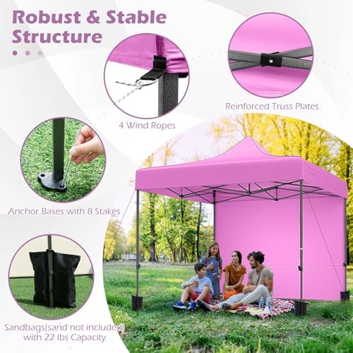 10x10 FT Pop Up Canopy, Outdoor Tent with 4 Removable Sidewalls, Carbon Steel Frame, 4 Sandbags, 8 Stake & 4, alternate view