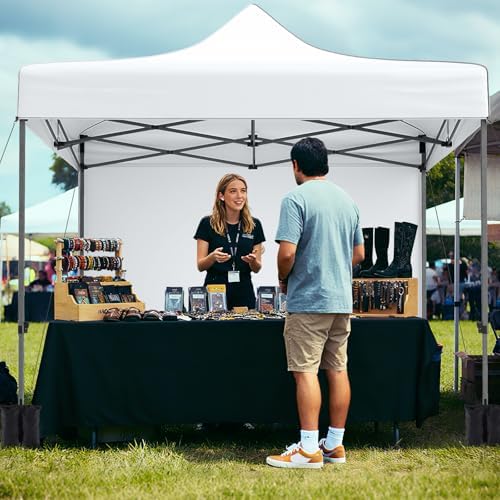 10x10 FT Pop Up Canopy, Outdoor Tent with 4 Removable Sidewalls, Carbon Steel Frame, 4 Sandbags, 8 Stake & 4, alternate view