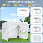 10x10 FT Pop Up Canopy, Outdoor Tent with 4 Removable Sidewalls, Carbon Steel Frame, 4 Sandbags, 8 Stake & 4, alternate view