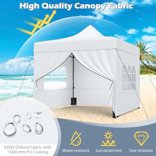 10x10 FT Pop Up Canopy, Outdoor Tent with 4 Removable Sidewalls, Carbon Steel Frame, 4 Sandbags, 8 Stake & 4, alternate view