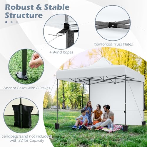 10x10 FT Pop Up Canopy, Outdoor Tent with 4 Removable Sidewalls, Carbon Steel Frame, 4 Sandbags, 8 Stake & 4, alternate view