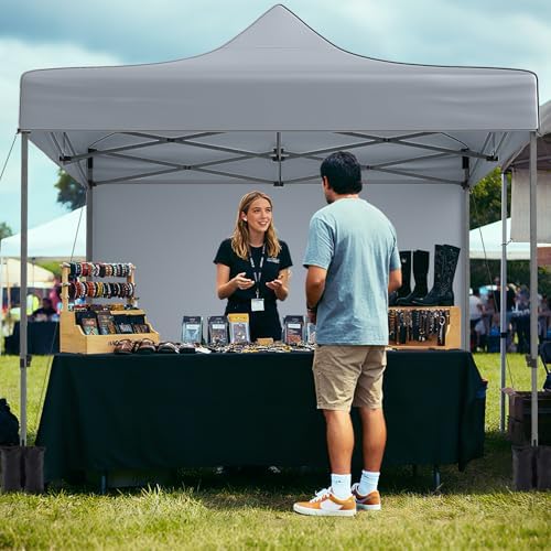 10x10 FT Pop Up Canopy, Outdoor Tent with 4 Removable Sidewalls, Carbon Steel Frame, 4 Sandbags, 8 Stake & 4, alternate view