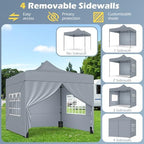 10x10 FT Pop Up Canopy, Outdoor Tent with 4 Removable Sidewalls, Carbon Steel Frame, 4 Sandbags, 8 Stake & 4, alternate view