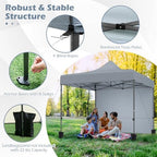 10x10 FT Pop Up Canopy, Outdoor Tent with 4 Removable Sidewalls, Carbon Steel Frame, 4 Sandbags, 8 Stake & 4, alternate view