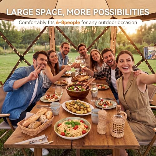 10x10 ft Pop-Up Canopy Tent, 6-Sided Gazebo with Detachable Top, Portable Camping Shelter with Mesh Windows, Pop, alternate