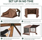10x10 ft Pop-Up Canopy Tent, 6-Sided Gazebo with Detachable Top, Portable Camping Shelter with Mesh Windows, Pop, alternate