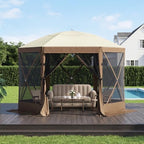 10x10 ft Pop-Up Canopy Tent, 6-Sided Gazebo with Mesh Windows, Portable Camping Shelter with Carry Bag & Stakes, alternate