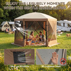10x10 ft Pop-Up Canopy Tent, 6-Sided Gazebo with Mesh Windows, Portable Camping Shelter with Carry Bag & Stakes, alternate
