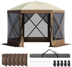 10x10 ft Pop-Up Canopy Tent, 6-Sided Gazebo with Mesh Windows, Portable Camping Shelter with Carry Bag & Stakes, alternate