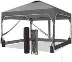 10x10 FT Pop Up Canopy Tent with One Push Setup, Setup Gazebo with 4 PVC Transparent Sidewalls, Easy Carry for