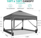 10x10 FT Pop Up Canopy Tent with One Push Setup, Setup Gazebo with 4 PVC Transparent Sidewalls, Easy Carry for, alternate