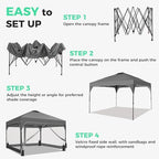 10x10 FT Pop Up Canopy Tent with One Push Setup, Setup Gazebo with 4 PVC Transparent Sidewalls, Easy Carry for, alternate